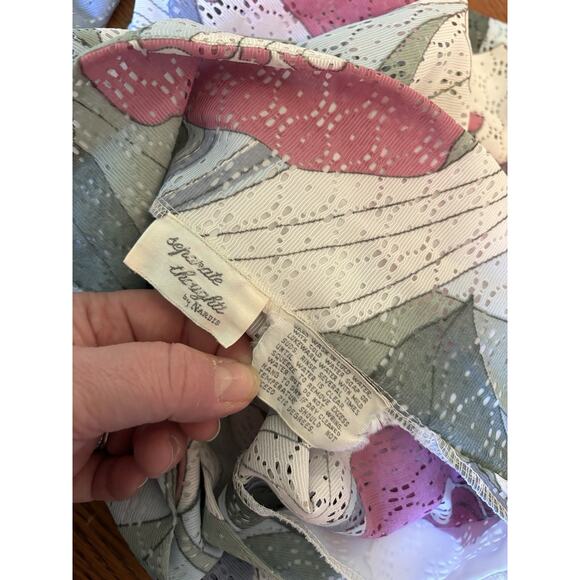 Vintage Separate Thoughts Nardis Open Weave Floral Stained Glass Blouse Sz Med - Picture 4 of 4